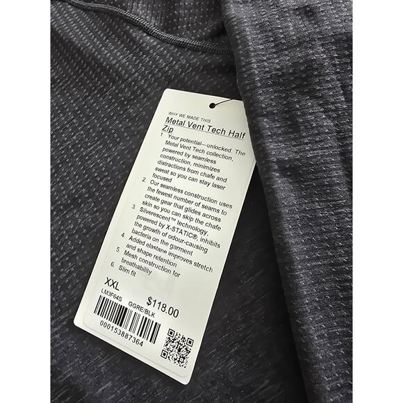 Lululemon Mens 2XL Metal Vent Tech Half Zip Pullover Black Long Sleeve workout - Picture 2 of 5